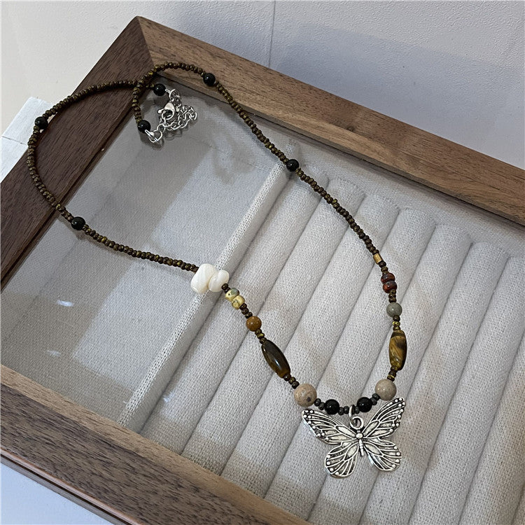 Collares De Cuentas De Piedra Natural De Mariposa al por mayor